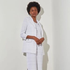 Ming Wang White/Silver Knit Set, Size M